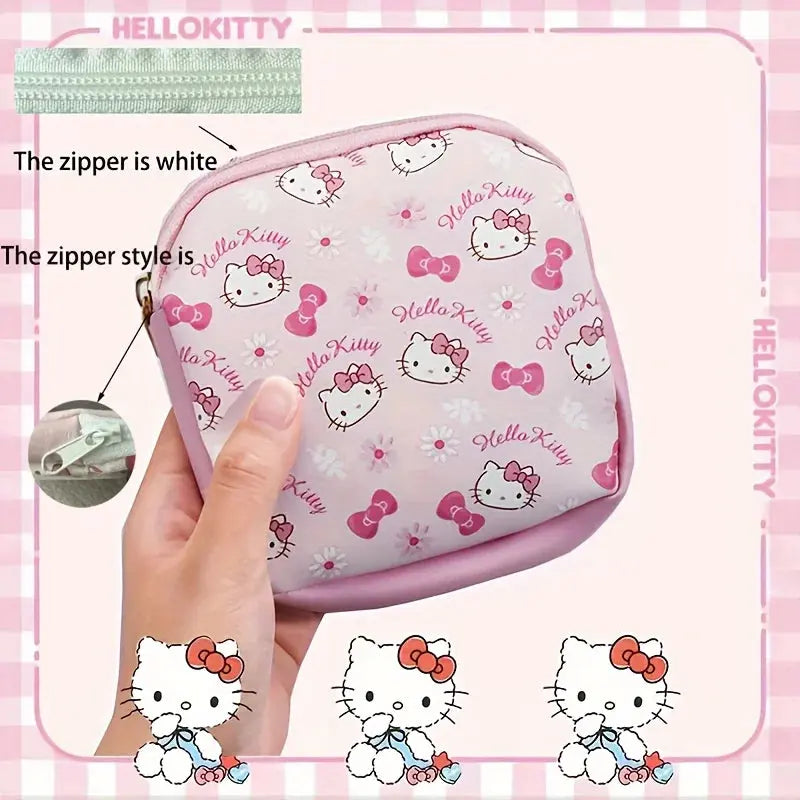 Sanrio Hello Kitty Cute Pink PU Menstrual Bag Lightweight and Portable Zipper Storage Bags for Sanitary Napkins Cosmetics Aurexia off
