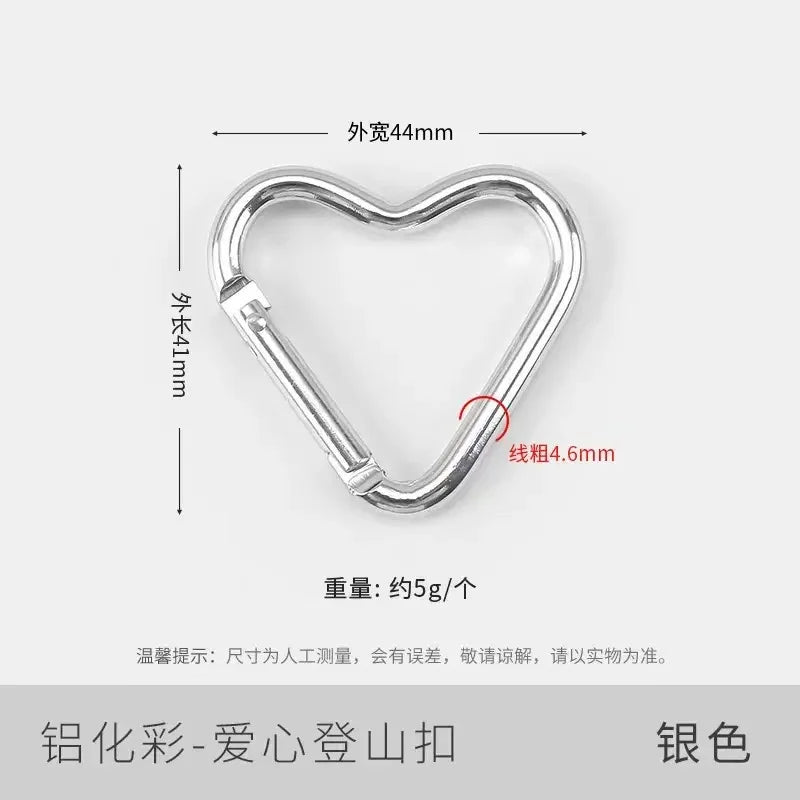 5pcs Aluminum Alloy Colorful Heart Spring Clasps  Carabiner Keychain Clips Hook Dog Chain Diy Jewelry Buckle Connector Supplies Aurexia off