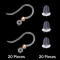 20pcs Plastic Earring Hooks Ear Wire with Loop French Fish Hooks and 20pcs Transparent Earring Stoppers for DIY Jewelry Making Aurexia off