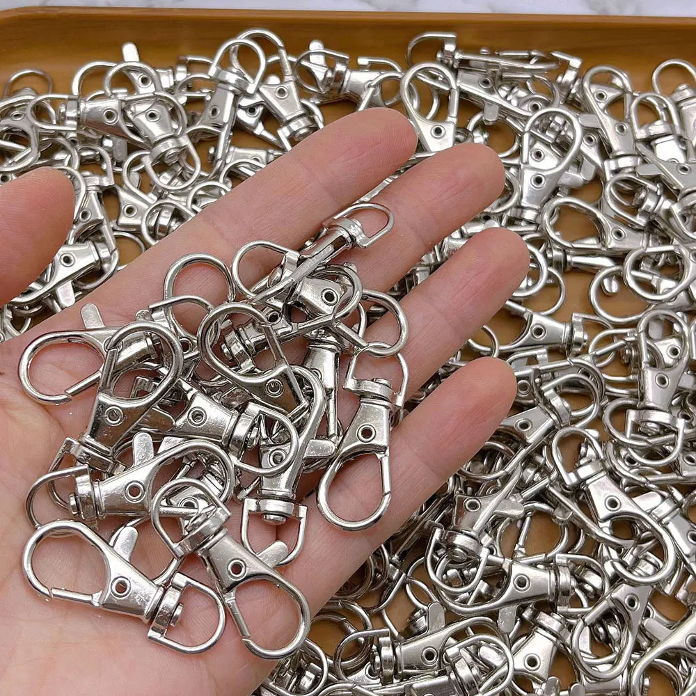 10Pcs Multi-size Alloy Swivel Lobster Clasp Hooks Carabiner Keychain Belt Buckle Accessory For DIY Crafts Jewelry Lanyard Chain Aurexia off