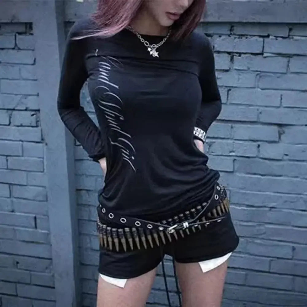 Japanese and Korean Y2K design sense niche women's spring trend best-selling casual long sleeved waist repair T-shirt ins Aurexia off