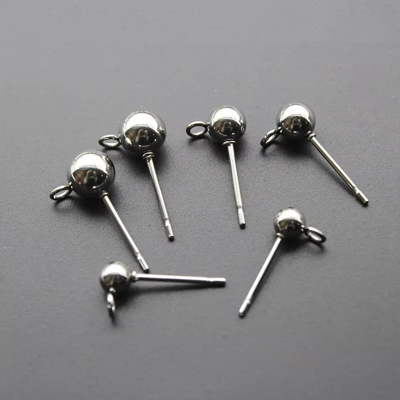 20PCS Surgical Stainless Steel 3 4 6 mm Round Ball Earrings Stud Post with Loop Fit Women DIY Earring Jewelry Making Accessories Aurexia off