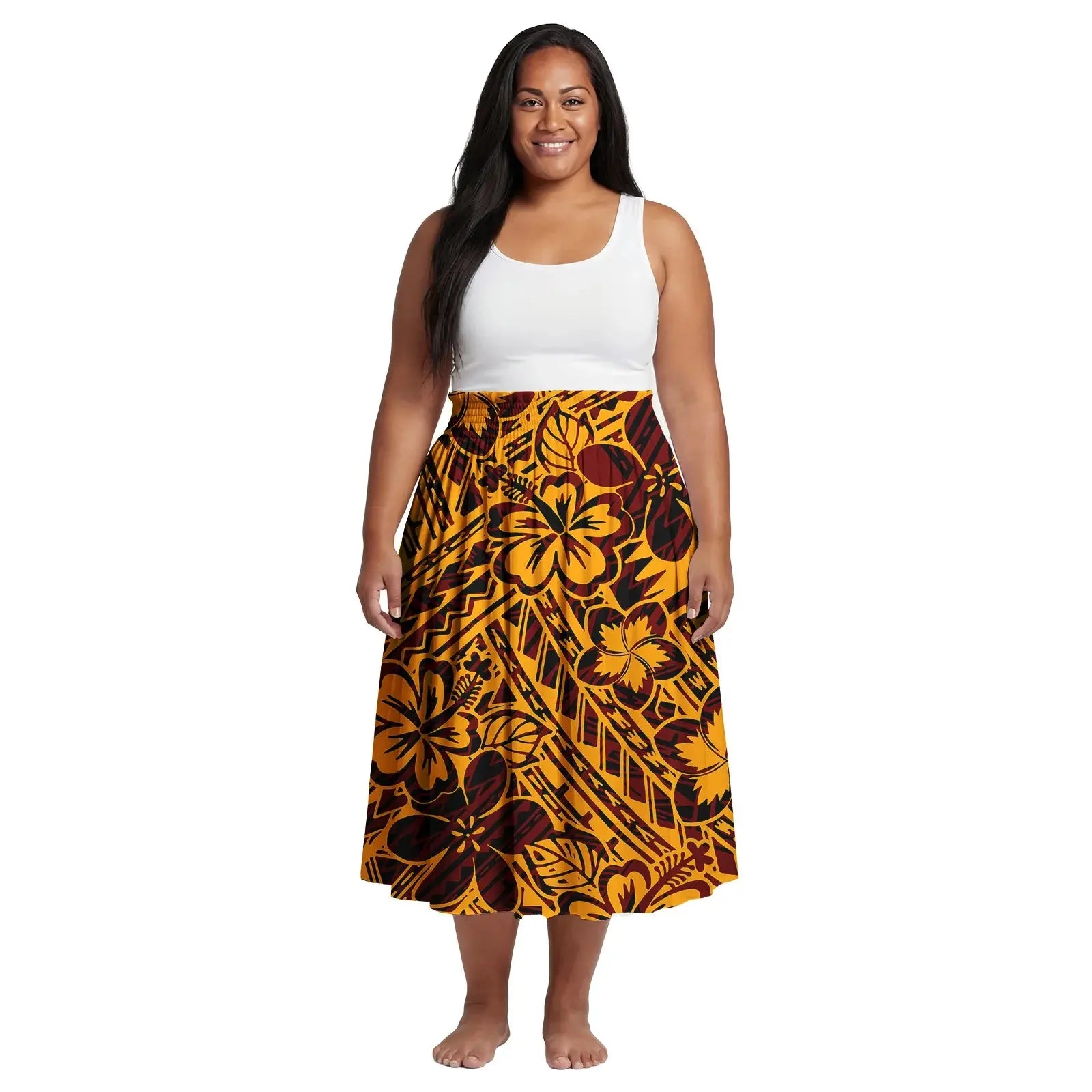 2026 Spring New Custom Elastic Waistband Design Women Skirts Samoan Polynesian Elegant Oversize Ladies Dress Party Aloha Skirts Aurexia off