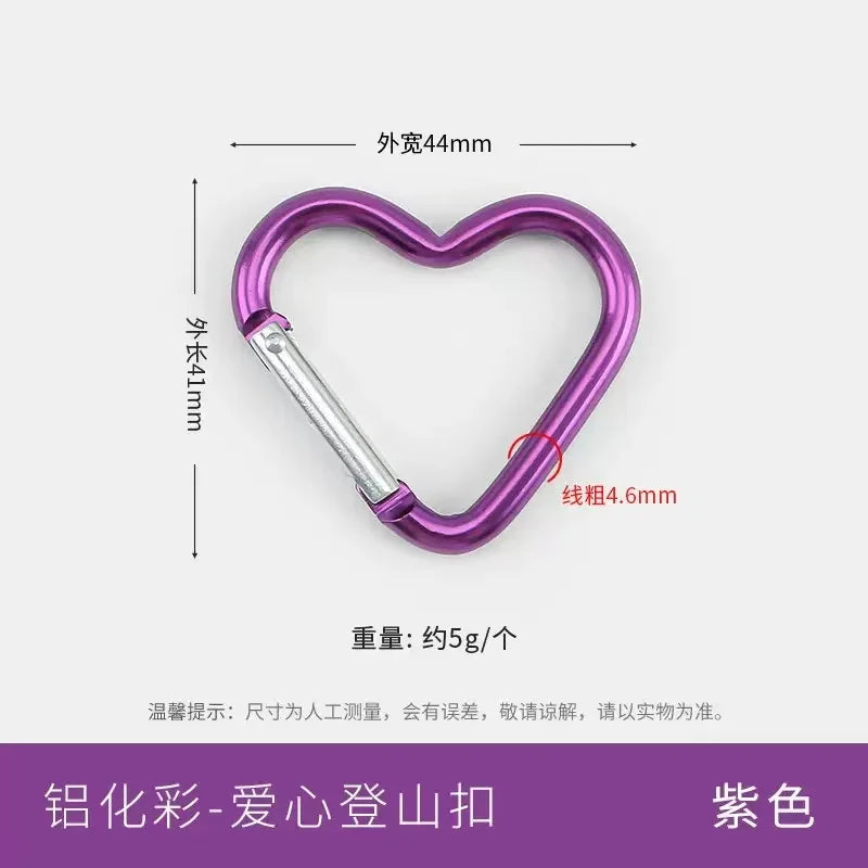 5pcs Aluminum Alloy Colorful Heart Spring Clasps  Carabiner Keychain Clips Hook Dog Chain Diy Jewelry Buckle Connector Supplies Aurexia off