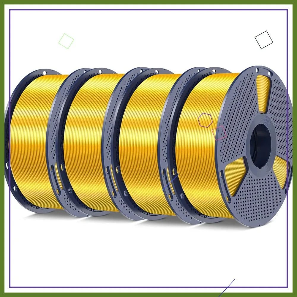 Silk PLA+ Filament 1.75mm, Glossy Gold, 4kg 8.8lbs, 3D Printer Filament, Smooth Finish, 4 Spools Aurexia off