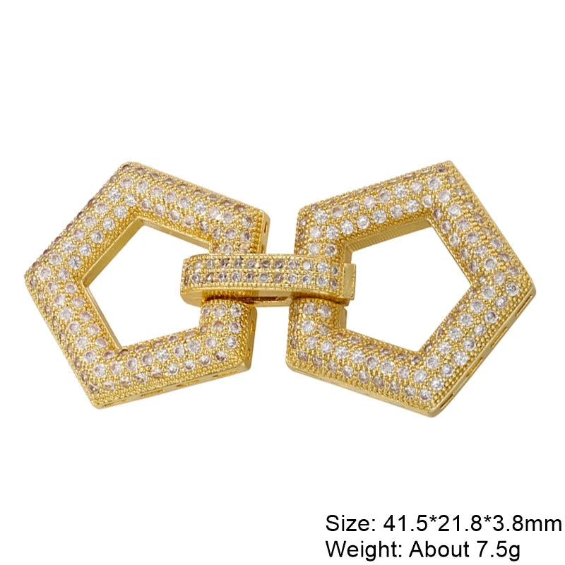 Juya DIY Copper 18K Gold Plated Pendant Connector Fastener Buttob Lock Clasps For Needlework Natural Stone Pearls Jewelry Making Aurexia off