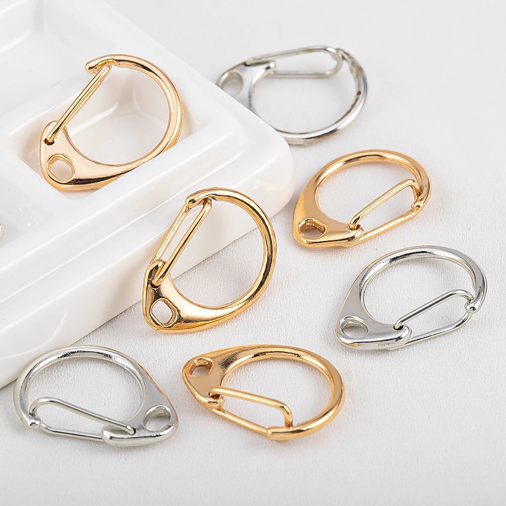 10pcs C-Shaped Spring Snap Alloy Lobster Clasps Keychain Hooks Pendant Connectors for DIY Key Chain Making Accessories Aurexia off