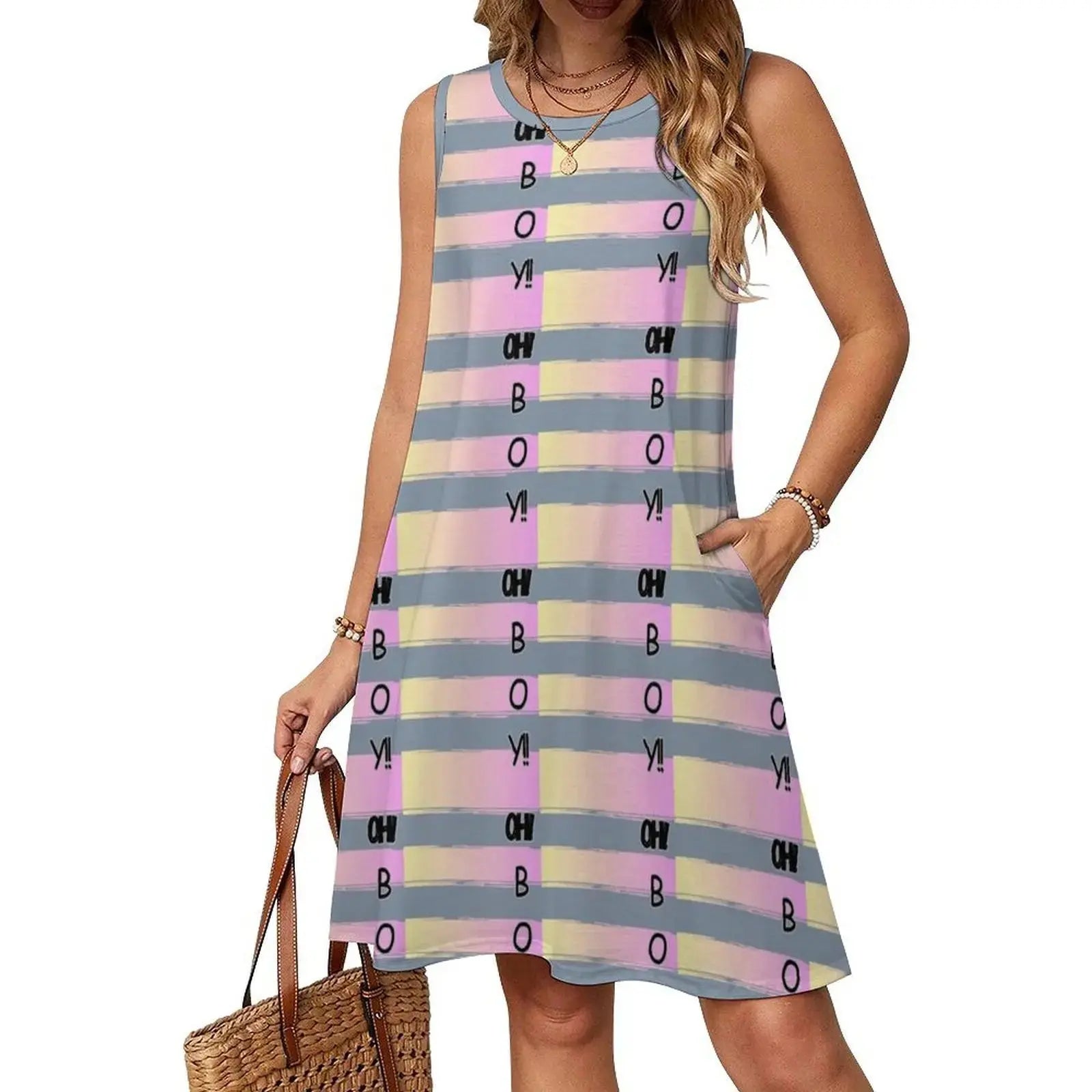 Oh!Boy! Skirt Korean Style Casual Dress For Women Simple Daily Office Lady Dresses Love Girls Pink Stripes Boy Shade Touch Aurexia off