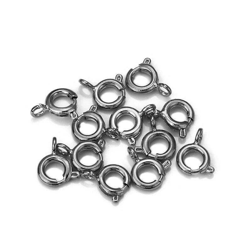 10Pcs Circle Spring Buttonr Copper Clasps Hooks End Connectors With Jump Ring for DIY Necklace Clasps Jewelry Making Accessories Aurexia off