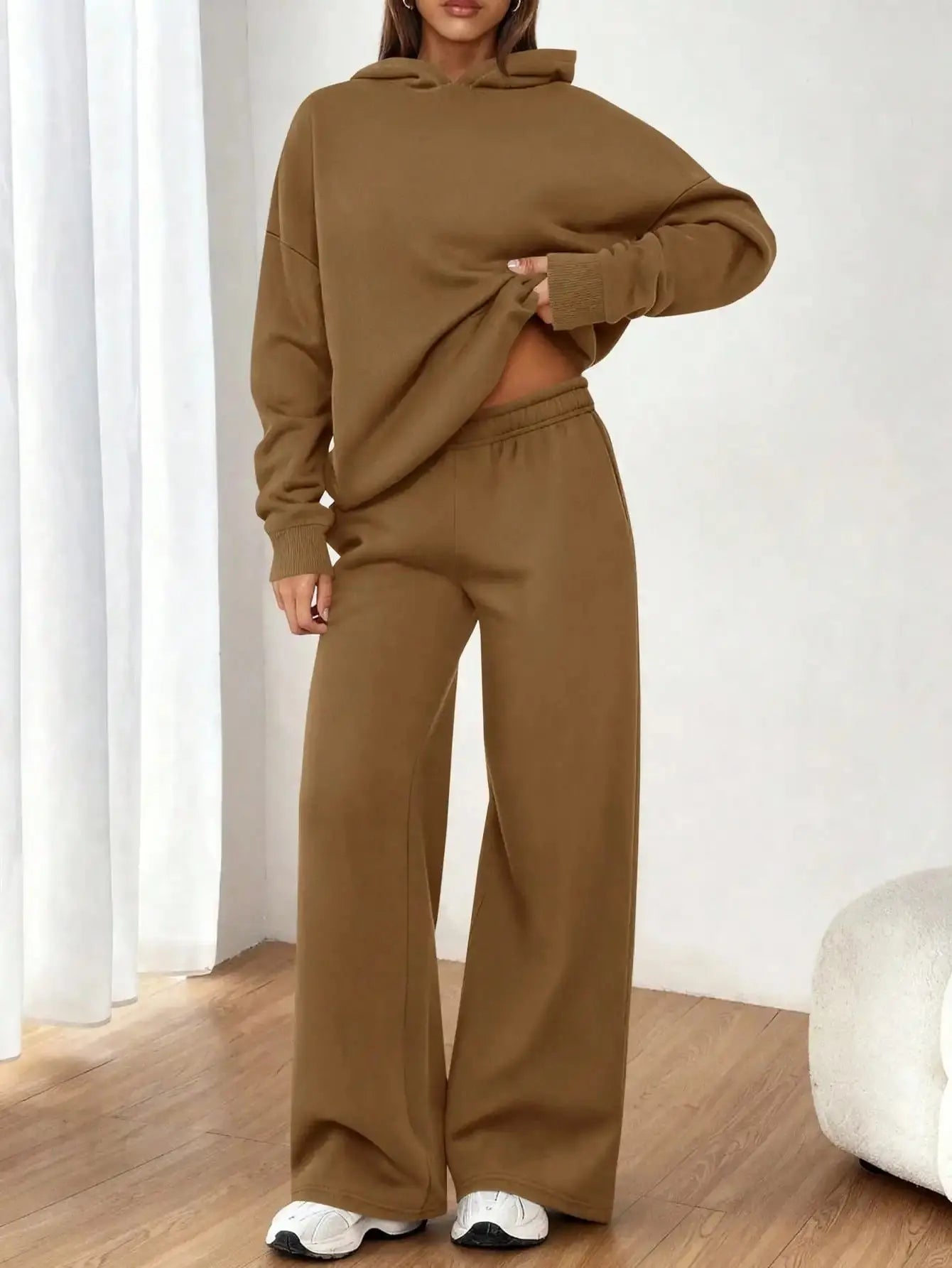Women's 2 Piece Sweatsuit Set Casual Long Sleeve Hoodie Loose Wide Leg Sweatpants Aurexia off