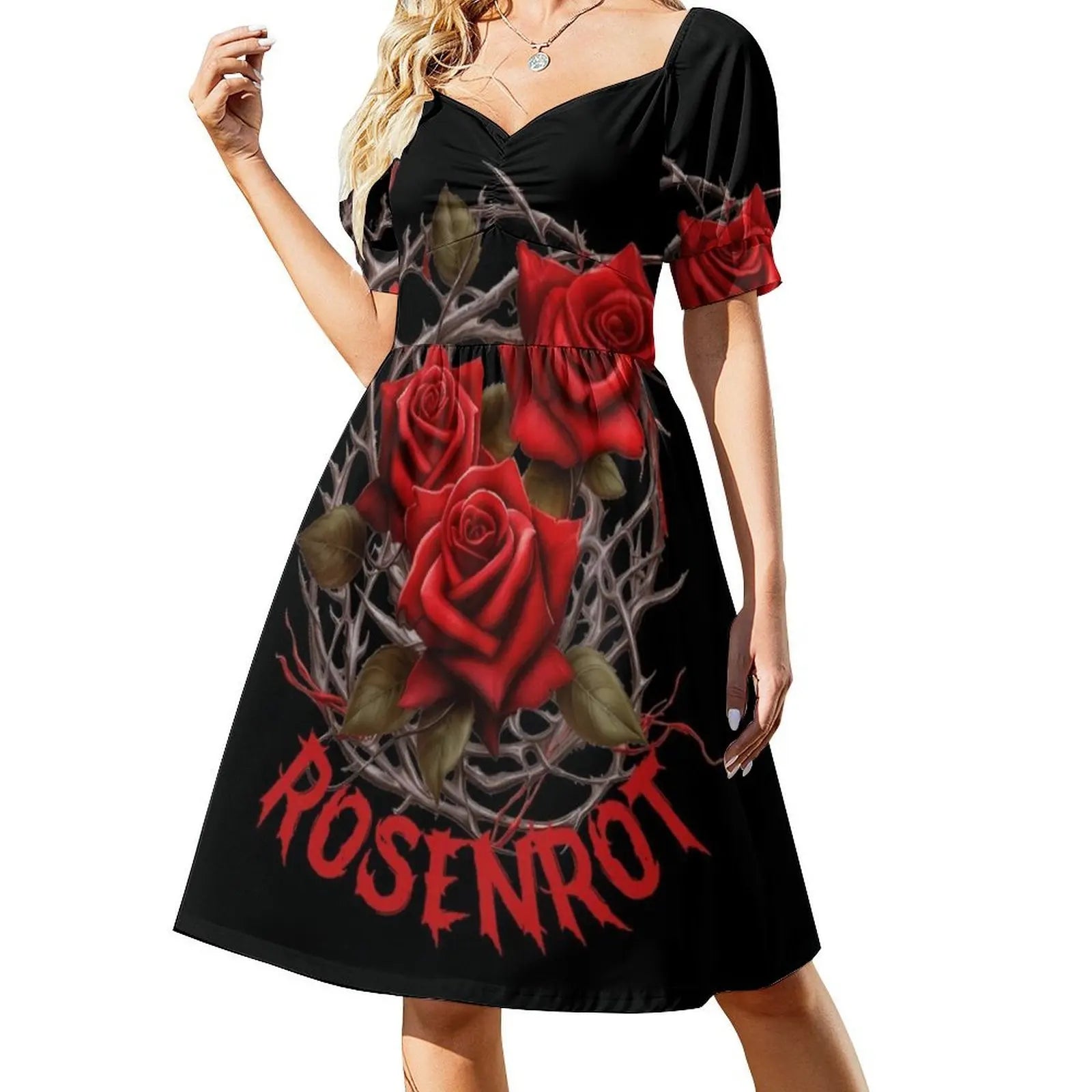 Rose Red Nest Korean Style Dress For Women Elegant Casual Dress For Party Or Daily Wear Rose Red Roses Sting Rose Red Oh Rose Aurexia off