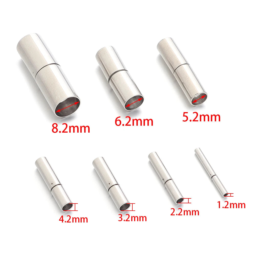 2pcs 1.2-8.2mm Stainless Steel Leather Cord End Caps Cylinder Tube Clasps Buckles Connectors for DIY Jewelry Making Findings Aurexia off
