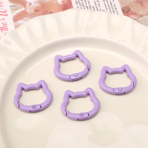 1pc/bag Alloy Spring Clasps Colorful Cute Cat Shape Spring Ring Carabiner Clips For DIY Keyring Lanyard Keychain Making Findings Aurexia off