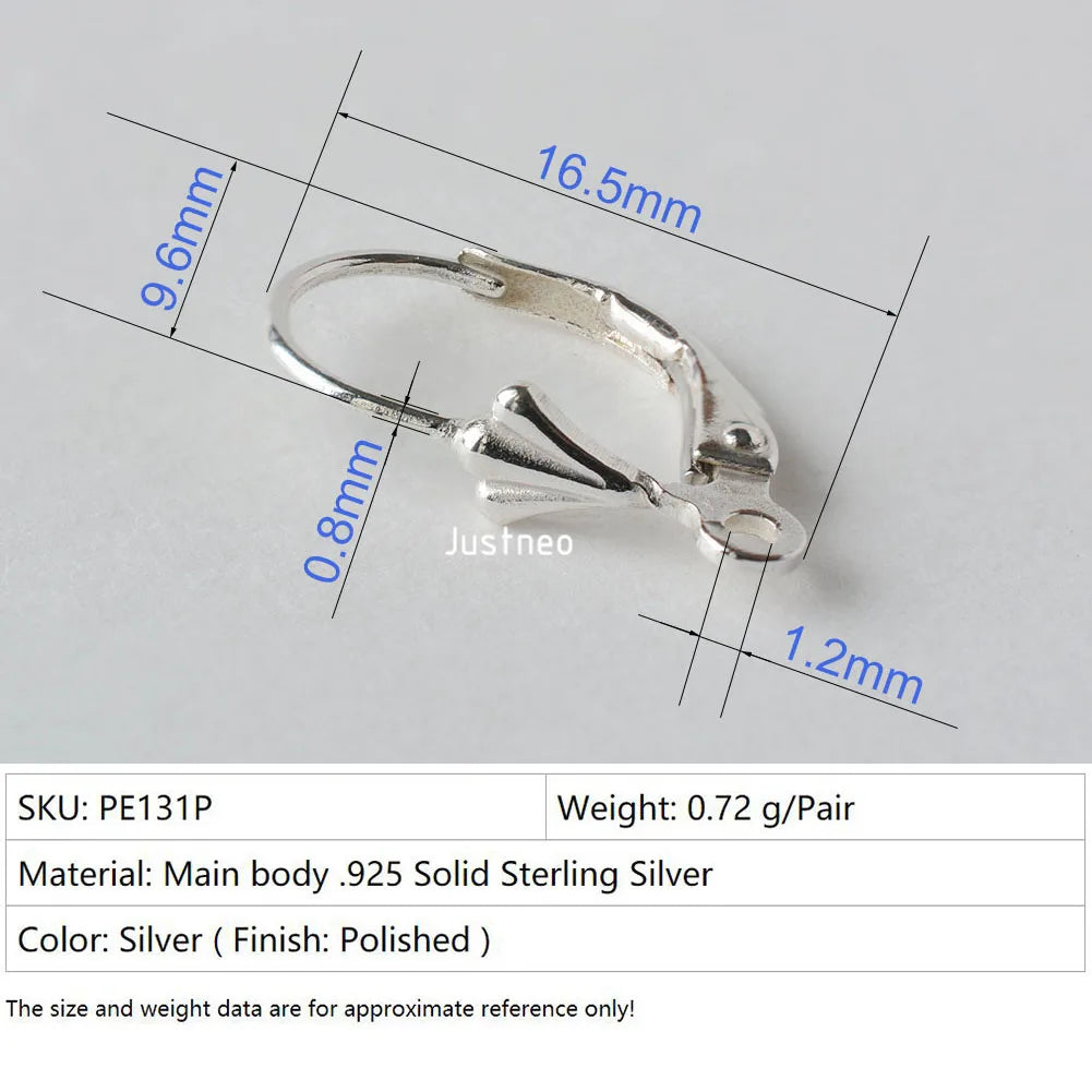 Solid 925 Sterling Silver Hinged French Leverback Eearwire Hook Findings , snap hook for Earring Jewelry DIY Aurexia off
