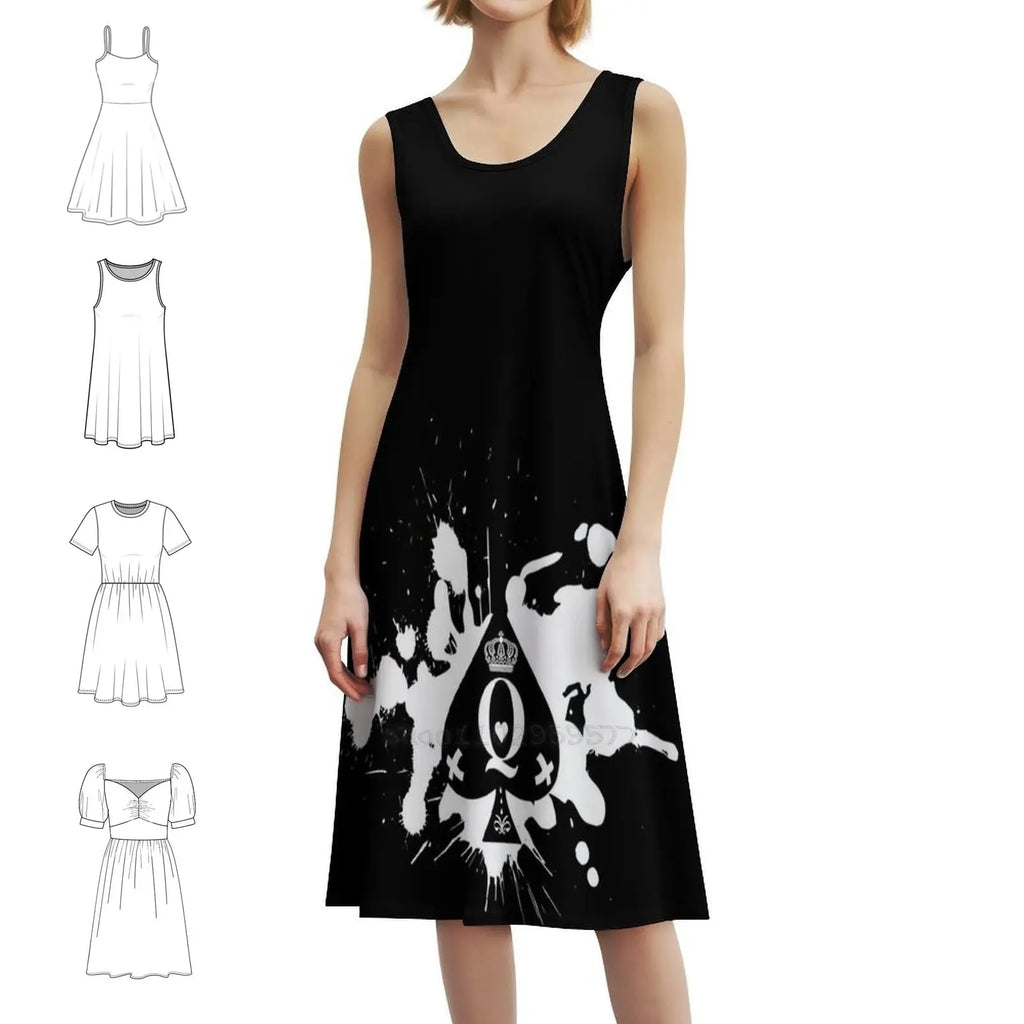 Queen Of Spade Bohemian Sleeveless Dress Multi-Print Beach Vacation Party Dress Queen Of Spade Feeling Lucky Having Fun Women's Aurexia off