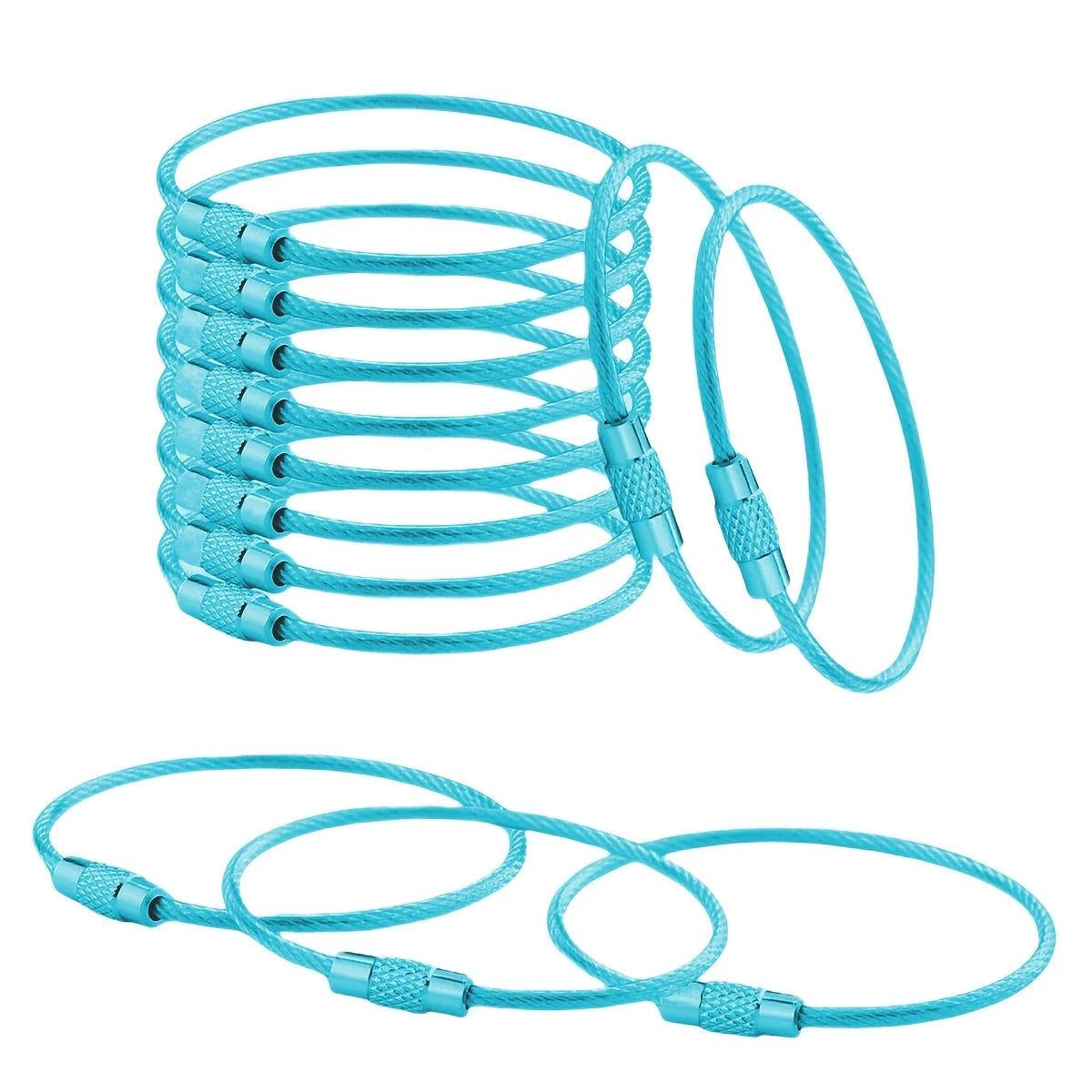 5/15/25/40Pcs Extendable Wire Keychain Cable Large Keyrings Luggage Tags Loops Holder ID Tag Keeper for DIY Key Ring Crafts Gift Aurexia off