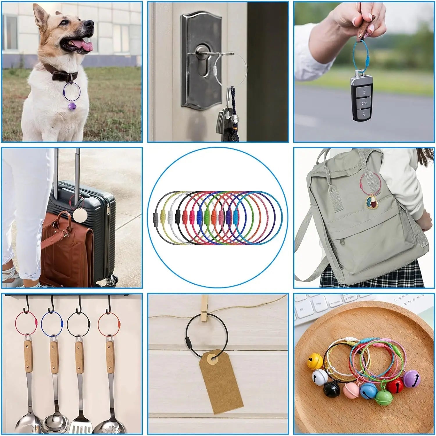 5/15/25/40Pcs Extendable Wire Keychain Cable Large Keyrings Luggage Tags Loops Holder ID Tag Keeper for DIY Key Ring Crafts Gift Aurexia off