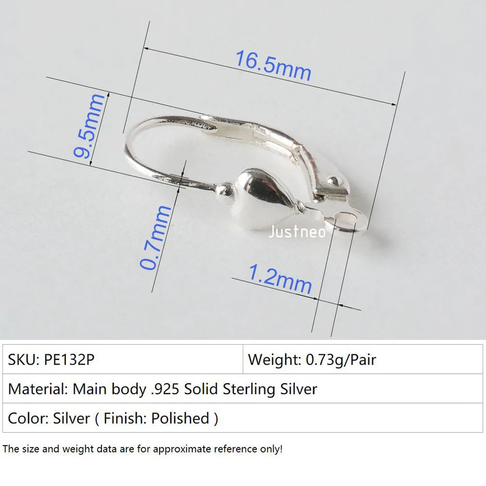 Solid 925 Sterling Silver Hinged French Leverback Eearwire Hook Findings , snap hook for Earring Jewelry DIY Aurexia off