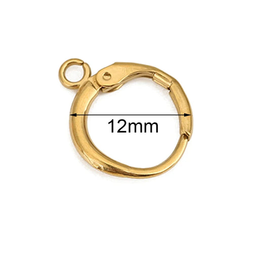 10pcs PVD Never Fade Stainless Steel Earrings Hooks With Loop 12mm Hypoallergenic Earring Clasps Making For Jewelry Accesorios Aurexia off