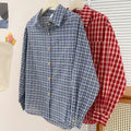 Korean-style Vintage Plaid Shirt New Spring And Autumn Casual Versatile Top Loose And Slimming Versatile College-style Shirt Aurexia off