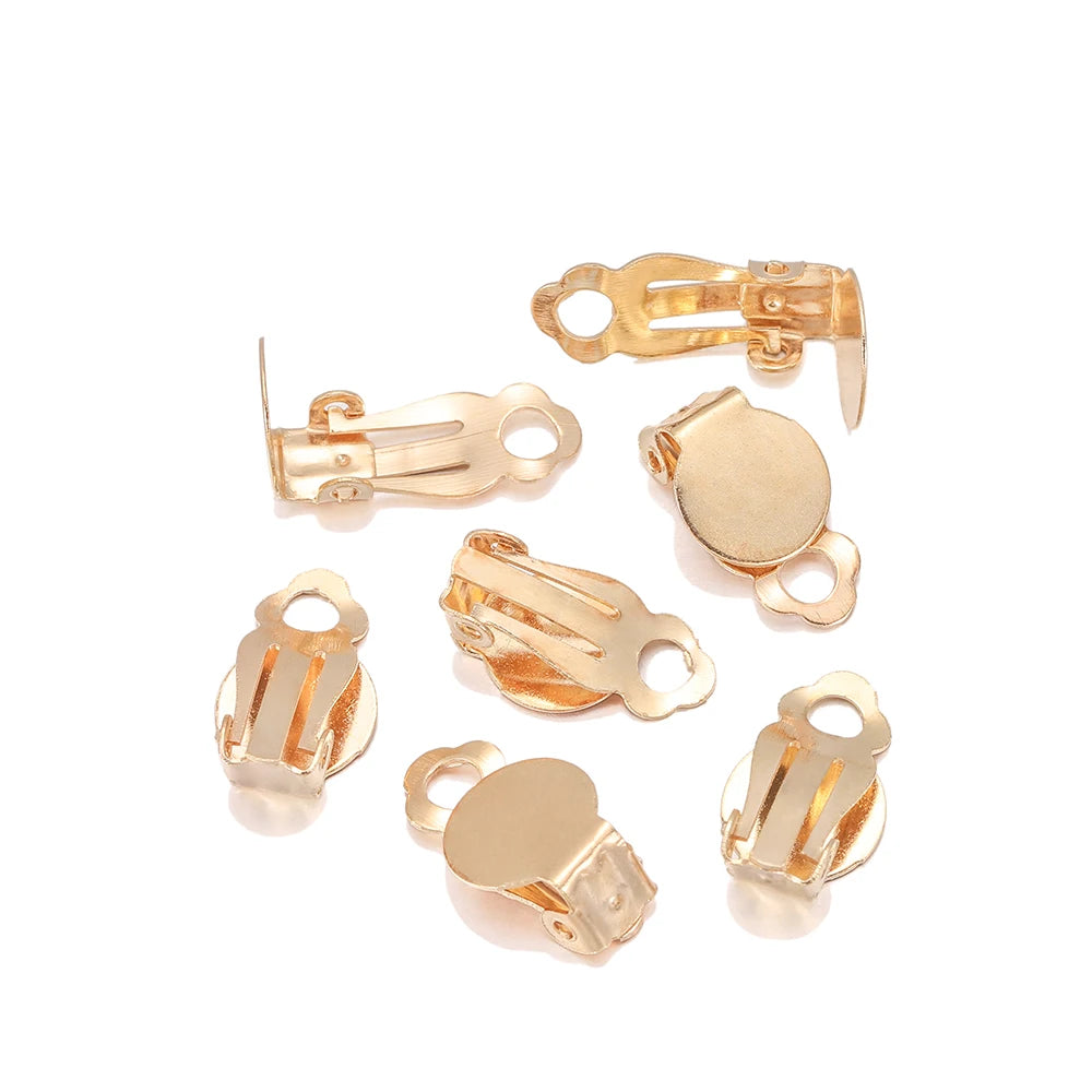 50pcs/Lot 10mm Meatl Ear Clips Earrings Blank Setting Base Fit Glass Cabochons For DIY Jewelry Making Findings Accessories Aurexia off