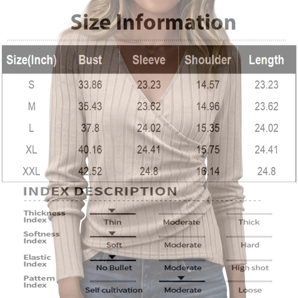 Women Daily Comfortable Pullover Casual Long Sleeve V Neck Solid Color Top Female Spring Outdoor Daily Fashion Cozy Clothes Aurexia off