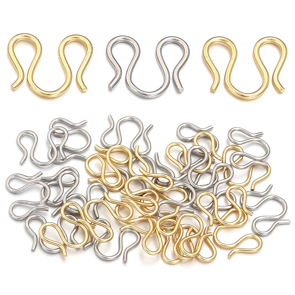 20Pcs Stainless Steel Gold Color S M Shape End Clasps Hooks Chain Connectors For Bracelet Necklace DIY Jewelry Making Supplies Aurexia off