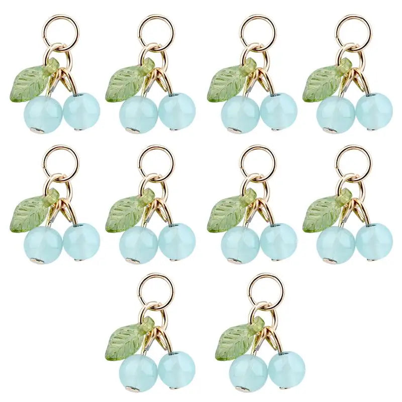 10Pcs/lot Fashion Delicious Red Cherry Keychain Summer Fruit Cherries Pendant Keyring For Women Men Jewelry Bag Accessories Gift Aurexia off