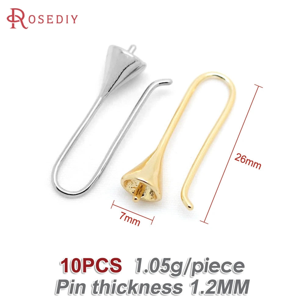 18K Gold Color Brass Can fit Half Hole Beads with Half Pins Earrings Hooks High Quality Jewelry Making Diy Findings Accessories Aurexia off