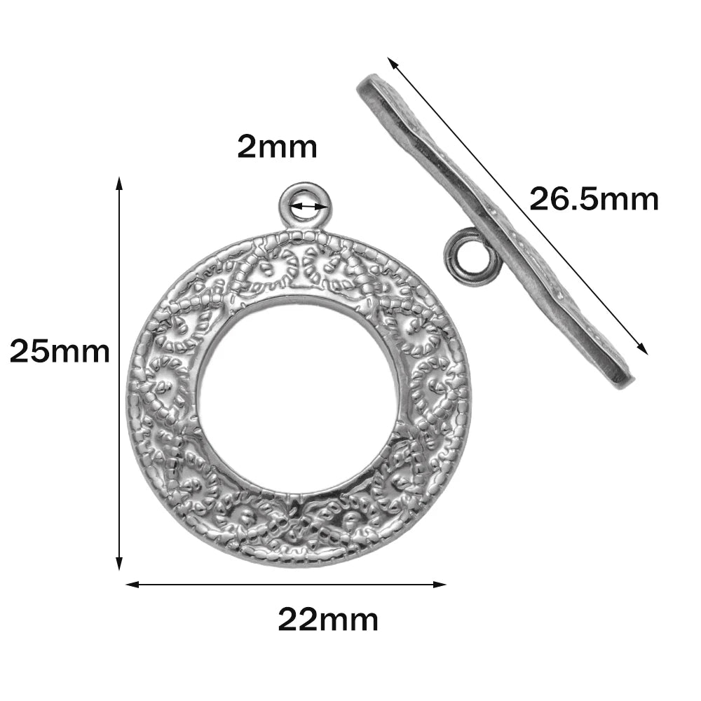 5 Sets Stainless Steel Toggle Clasp T-bar Closure Ring Fastener Hook End Connectors for DIY Necklace Bracelet Jewelry Making Aurexia off