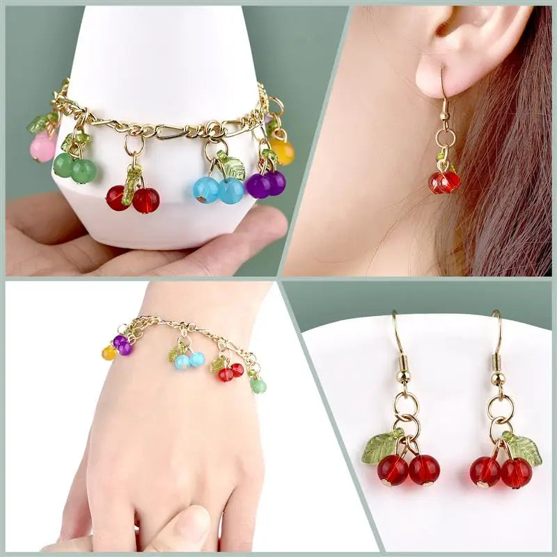 10Pcs/lot Fashion Delicious Red Cherry Keychain Summer Fruit Cherries Pendant Keyring For Women Men Jewelry Bag Accessories Gift Aurexia off