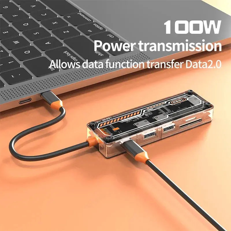 Basix usb c hub 6 in 1 Type-C to USB3.0 HD-MI USB-C PD3.0 Data SD TF hub docking station for macbook air M1 M2 ipadpro usb hub Aurexia off