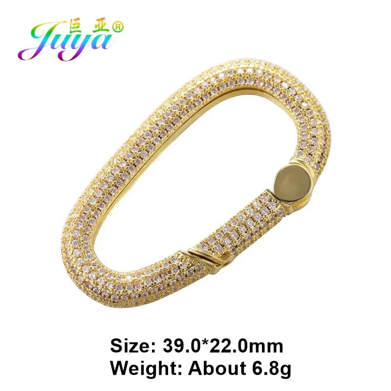 Juya Handmade Zirconia 18K Gold Plated Decorative Copper Pendant Carabiner Screw Bolt Lock Clasps For DIY Punk Jewelry Making Aurexia off