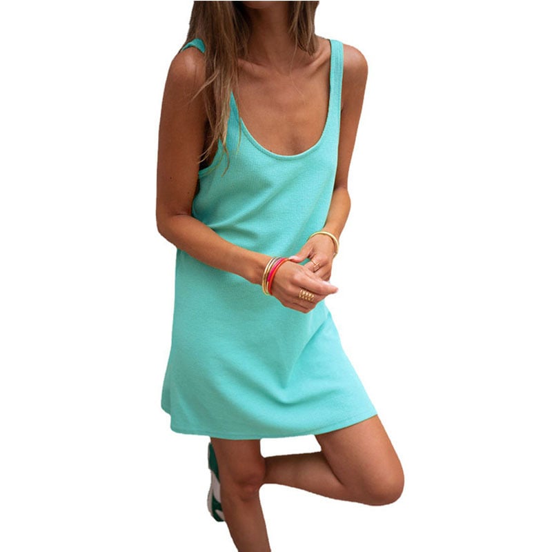Waffle Knit Sleeveless Flow Dress Aurexia off