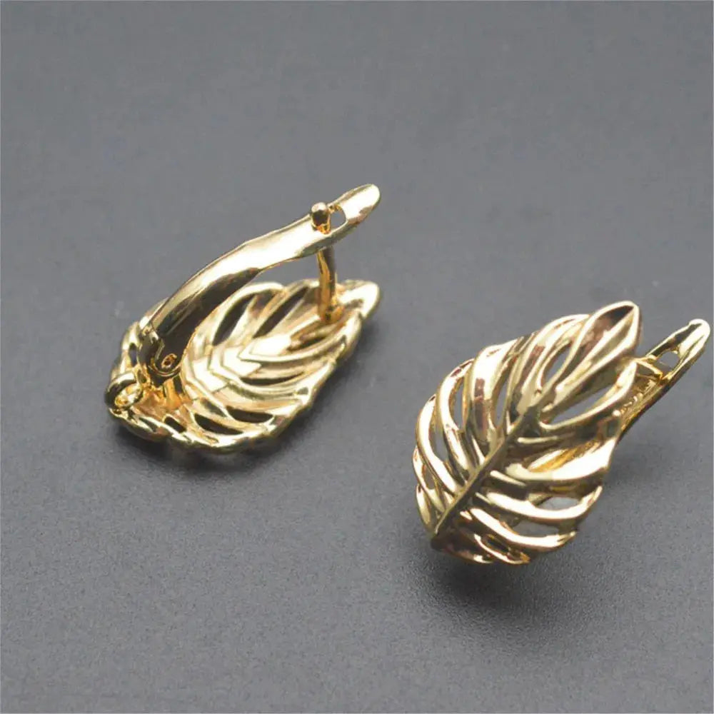 1/2Pcs 18K Gold Plated Brass Leaf Shaped Hollow Fashion Earrings Buckles For DIY High Quality Earring Hook Clasps Jewelry Making Aurexia off