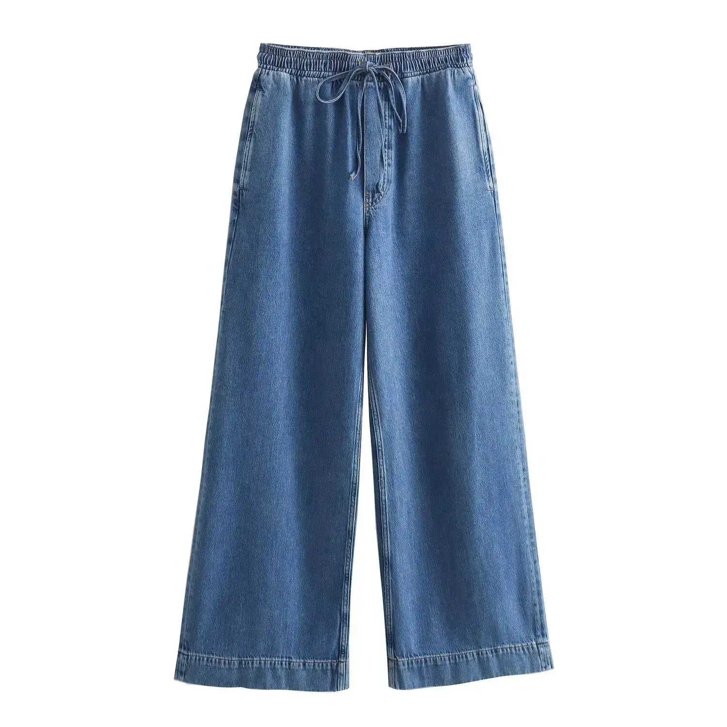 Pullover Collar Pocket Shirt Denim Set Drawstring Casual Pants Jeans Set Light Soft Jean Outfit Women Relaxed Fit Denim Outfit Aurexia off