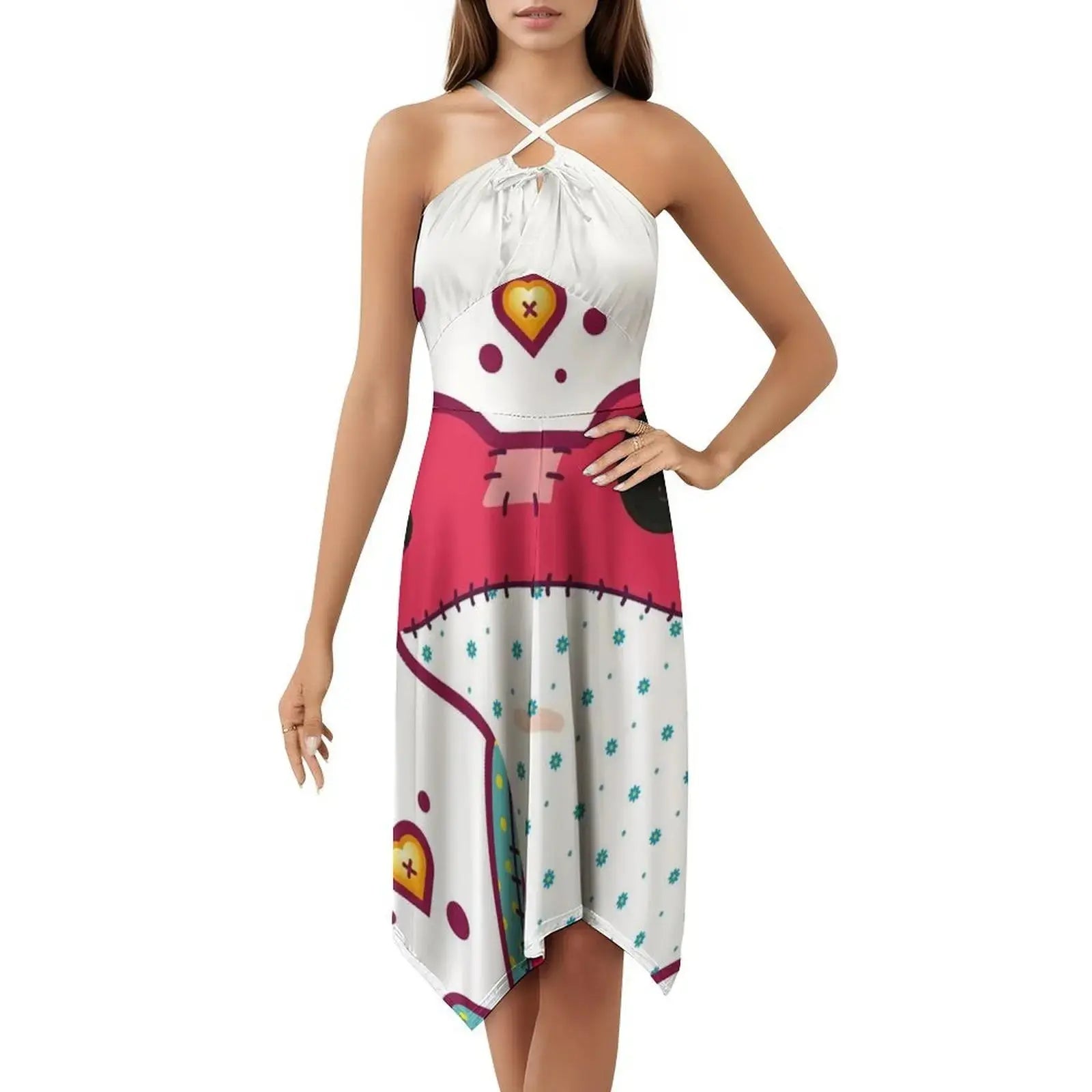 Ragdoll Frog Bohemian Sleeveless Dress Multi-Print Beach Vacation Party Dress Ragdoll Doll Festive Season Toys Women's Clothing Aurexia off
