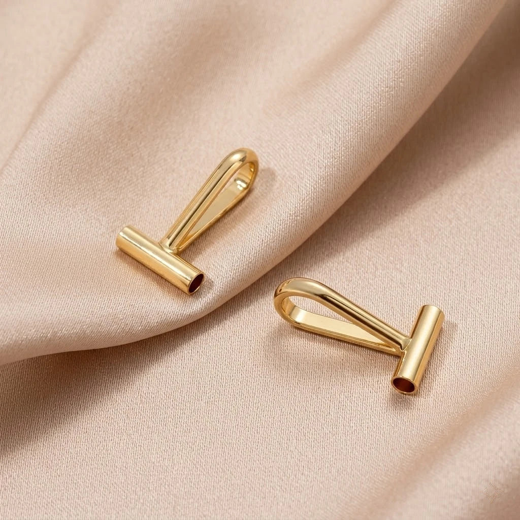 2pcs 14K Brass Vertical Pin to Pendant Brooch Necklace Keychain Converters Tube Design with Bail Convert for DIY Jewelry Making Aurexia off