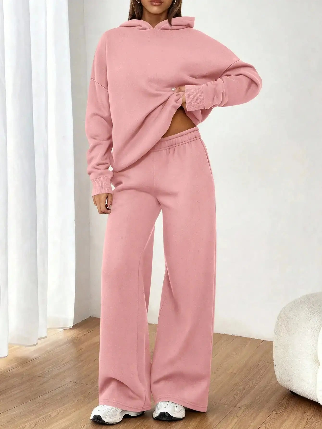 Women's 2 Piece Sweatsuit Set Casual Long Sleeve Hoodie Loose Wide Leg Sweatpants Aurexia off