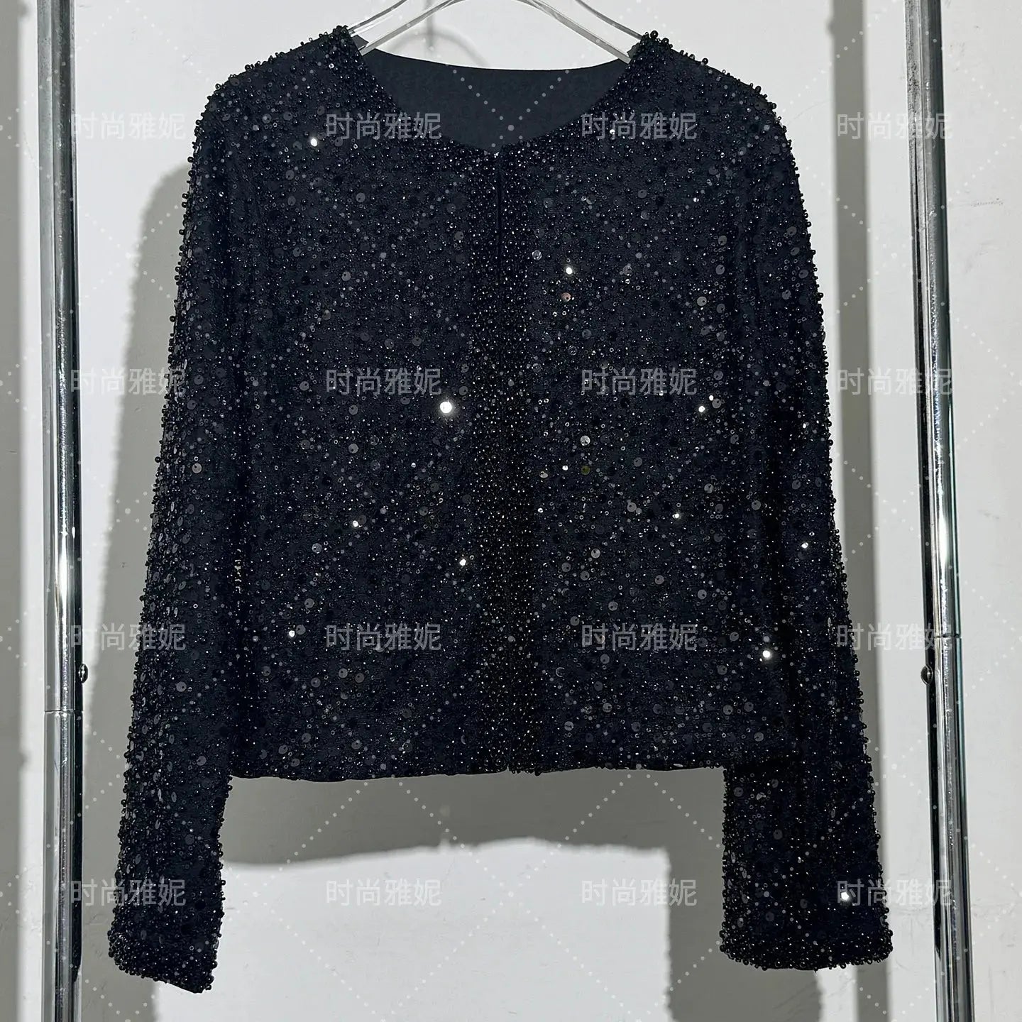 Fashion Heavy Sequin Beaded Cardigan Jacket for Women Slim Fit Bodycon Mid-Length Skirt Trendy Long Sleeve Coat Aurexia off