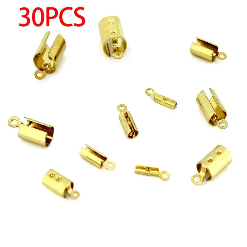 30-50pcs Stainless Steel Crimp End Clasps Fastener Connectors Cord Rope Clips for Necklace Bracelet Jewelry Making DIY Supplies Aurexia off