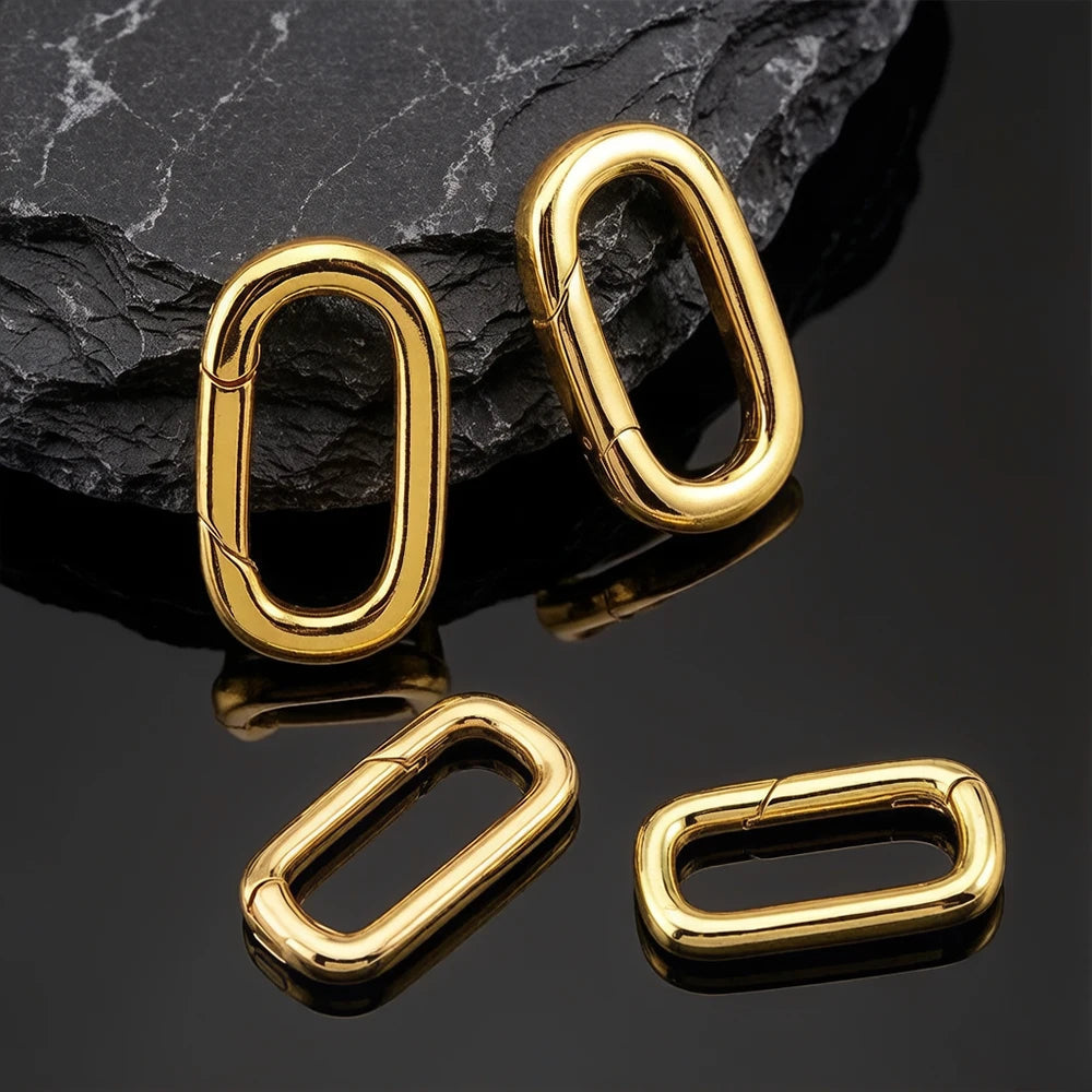 2pcs 18K Gold Plated Filled Oval Carabiner Necklace Clasps Spring Ring Pearl Enhancer Connector for DIY Jewelry Bracelet Making Aurexia off