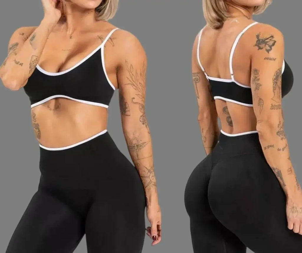 Women's 2-Piece Color Block Yoga Set: Camisole Bra & Seamless Fitted Leggings, Suitable for Fitness and Exercise Aurexia off