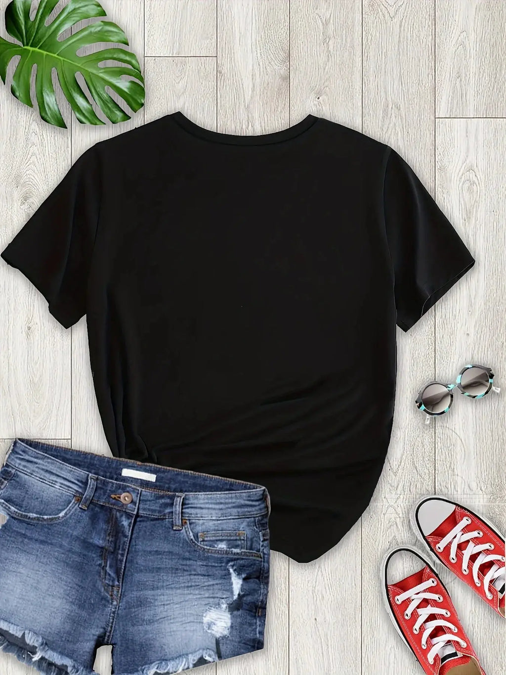 Black Casual Short-Sleeve T-Shirt Aurexia off