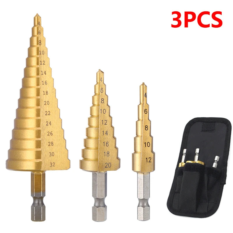 4-32 mm 4-20 mm HSS Titanium Coated Step Drill Bit High Speed Steel Metal Wood Hole Cutter Cone Drilling Tool Aurexia off