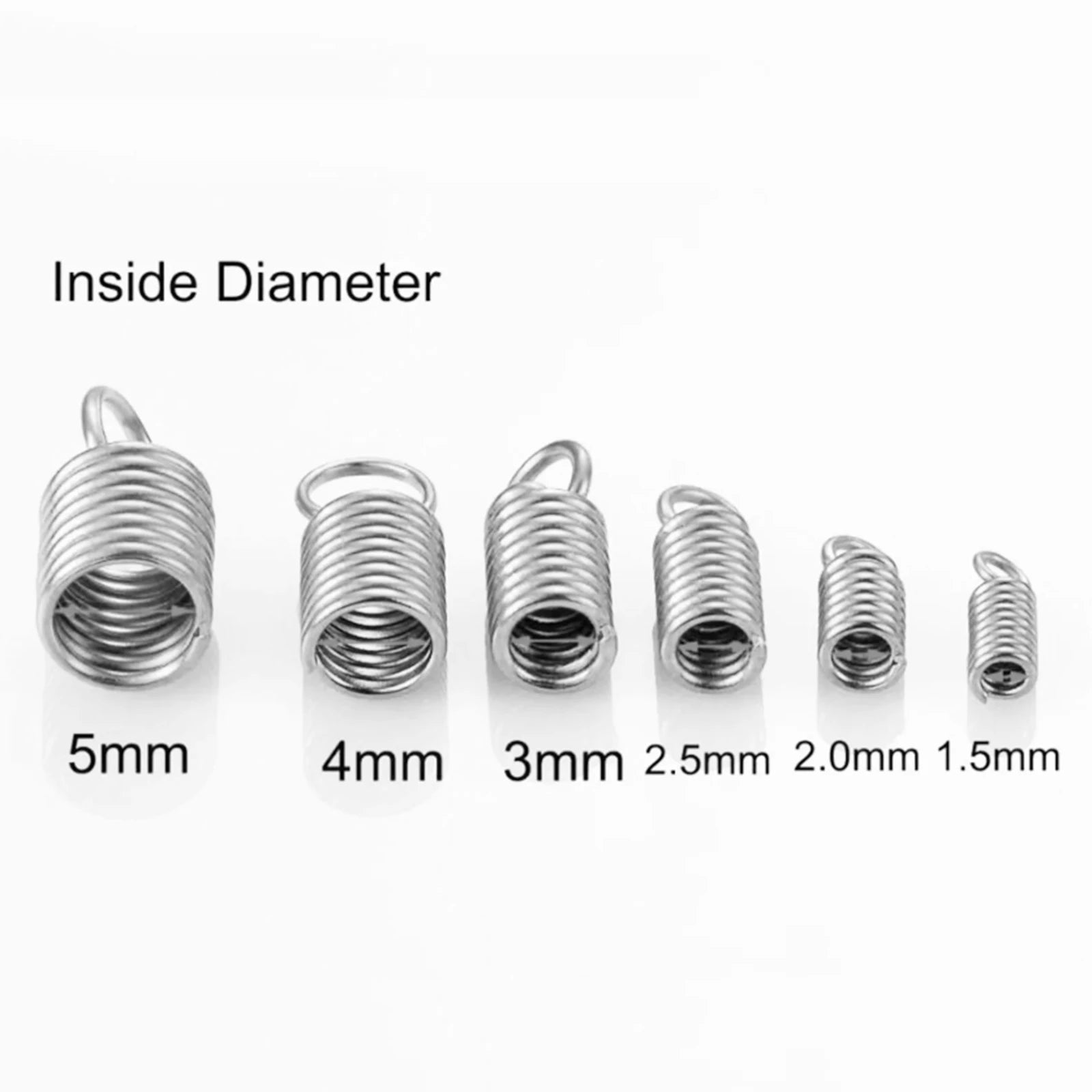 50pcs Stainless Steel Spring Crimp Clasps Leather Cord Ends End Caps Connectors For DIY Bracelet Necklace Jewelry Making Finding Aurexia off