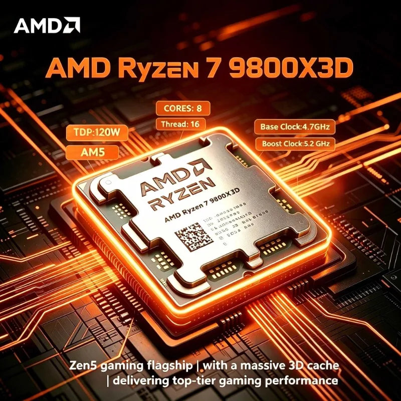AMD Ryzen 7 9800X3D 8-Core 16-Thread Zen5 4nm 4.7GHz 5.2GHz AM5 104MB 3D V-Cache 120W DDR5 Gaming Desktop CPU Processor Aurexia off