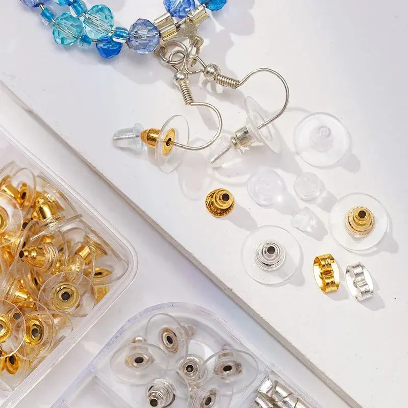 Silicone Ear Plugs Transparent Metal Rubber Anti Allergic Earring Back Kit Bullet Clutch Stopper for Fish Hook Earrings Aurexia off