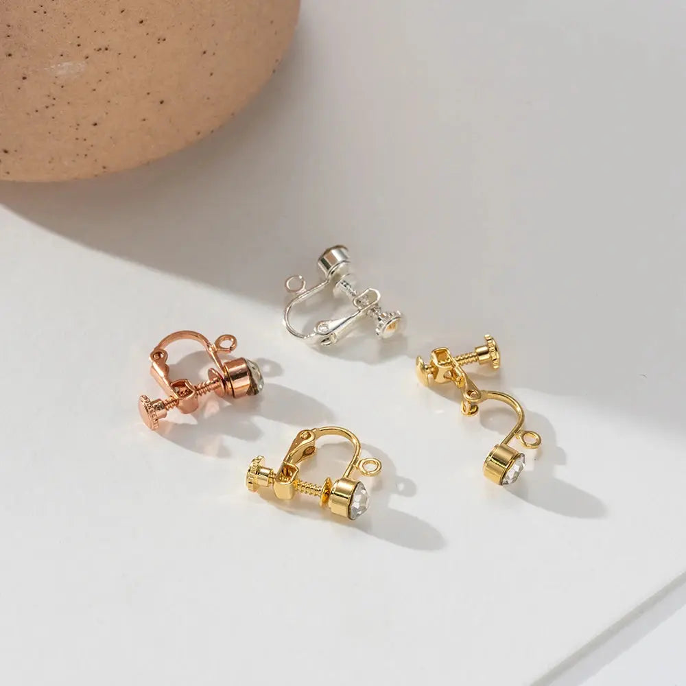 10pcs Brass Clip on Earring Converter Component with Crystal Rhinestone Non Pierced Earring Clip for Jewelry Making Supplies DIY Aurexia off