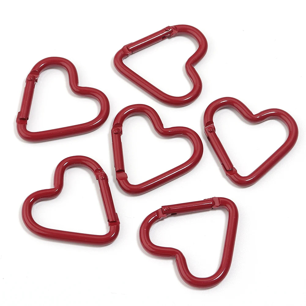5pcs Colorful Heart-shaped Aluminum Alloy Carabiner Rings Keychain Clip Spring Hook Hanging Buckle Jewelry Making Accessories Aurexia off